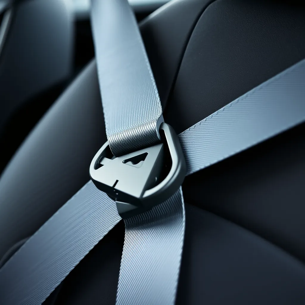 A seatbelt buckled in a car