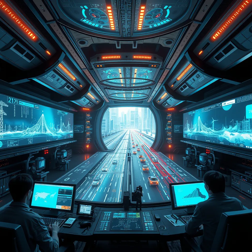 Cognitive city futuristic AI control center