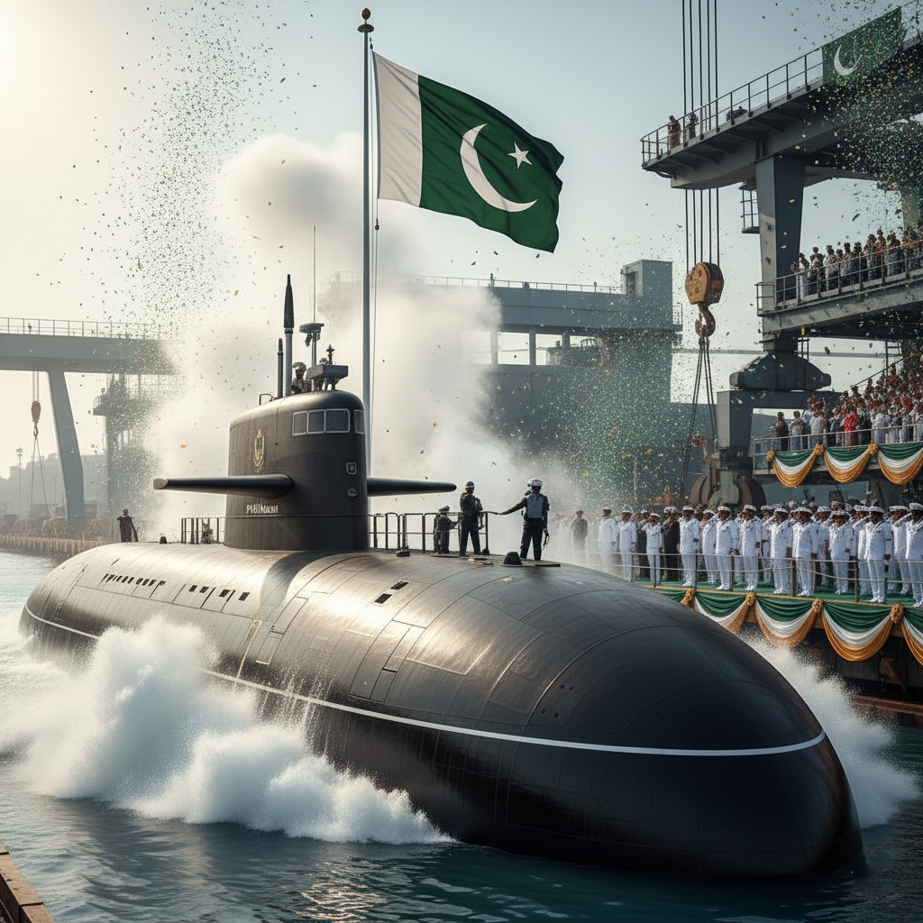 The new PNS Hangor submarine at its launch ceremony