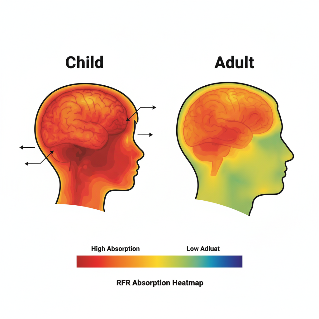 RFR absorption in child vs adult head
