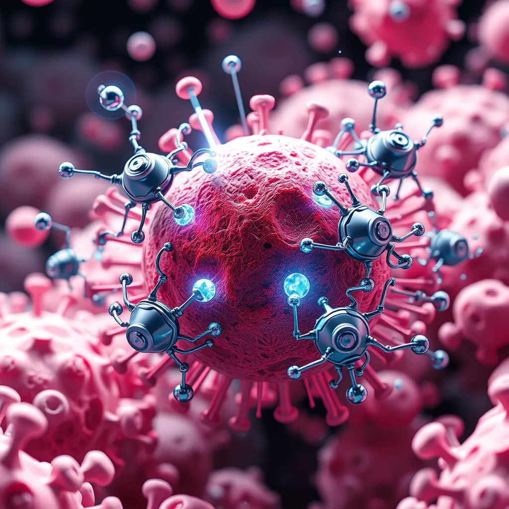 Nanobots attacking cancer cells
