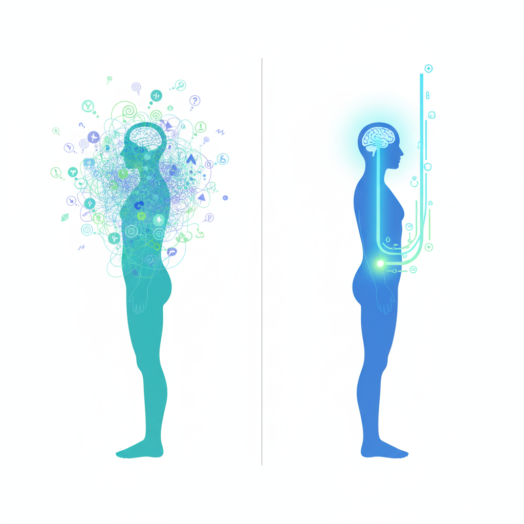 Infographic showing Anxiety vs Intuition symptoms