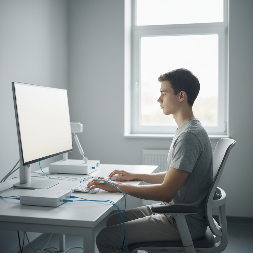 Illustration of the experiment setup with participant sensors and screen