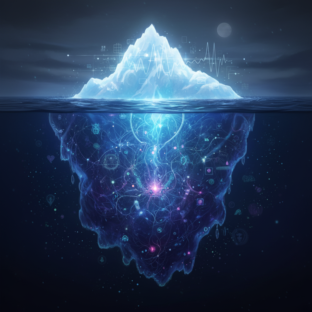 Illustration of the Iceberg Theory of the mind showing conscious vs subconscious