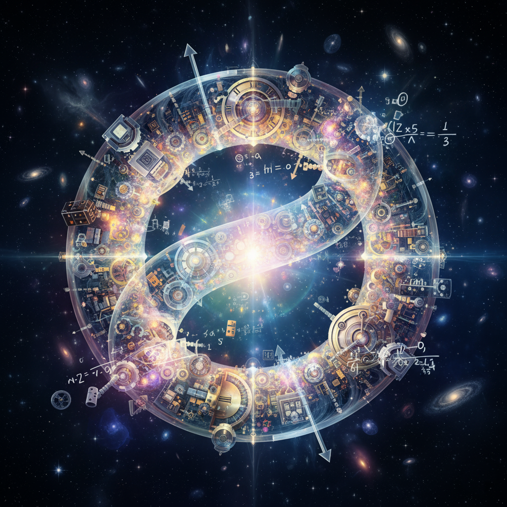 Conceptual art of a time paradox loop or grandfather paradox