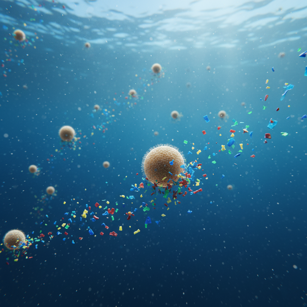 Biobots collecting microplastics in water