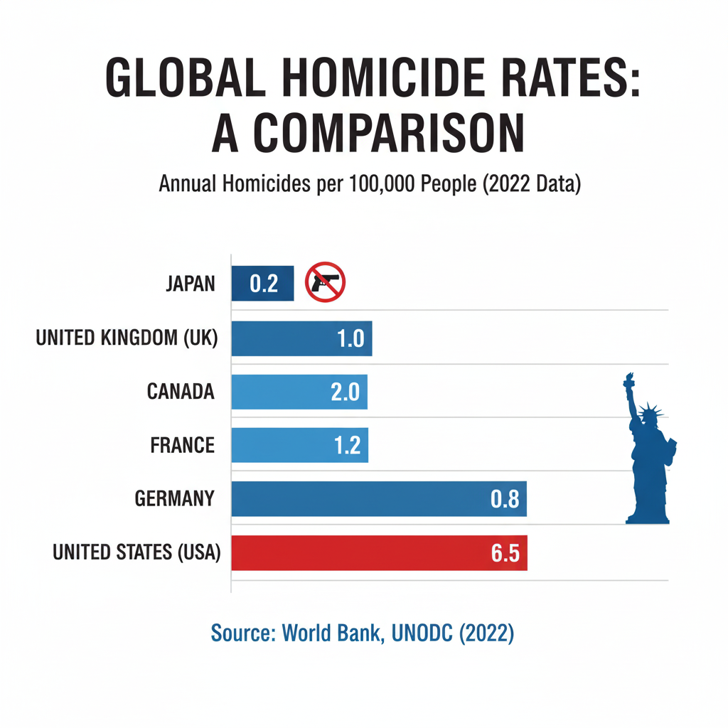 Graph comparing Japan's low homicide rates to other developed nations