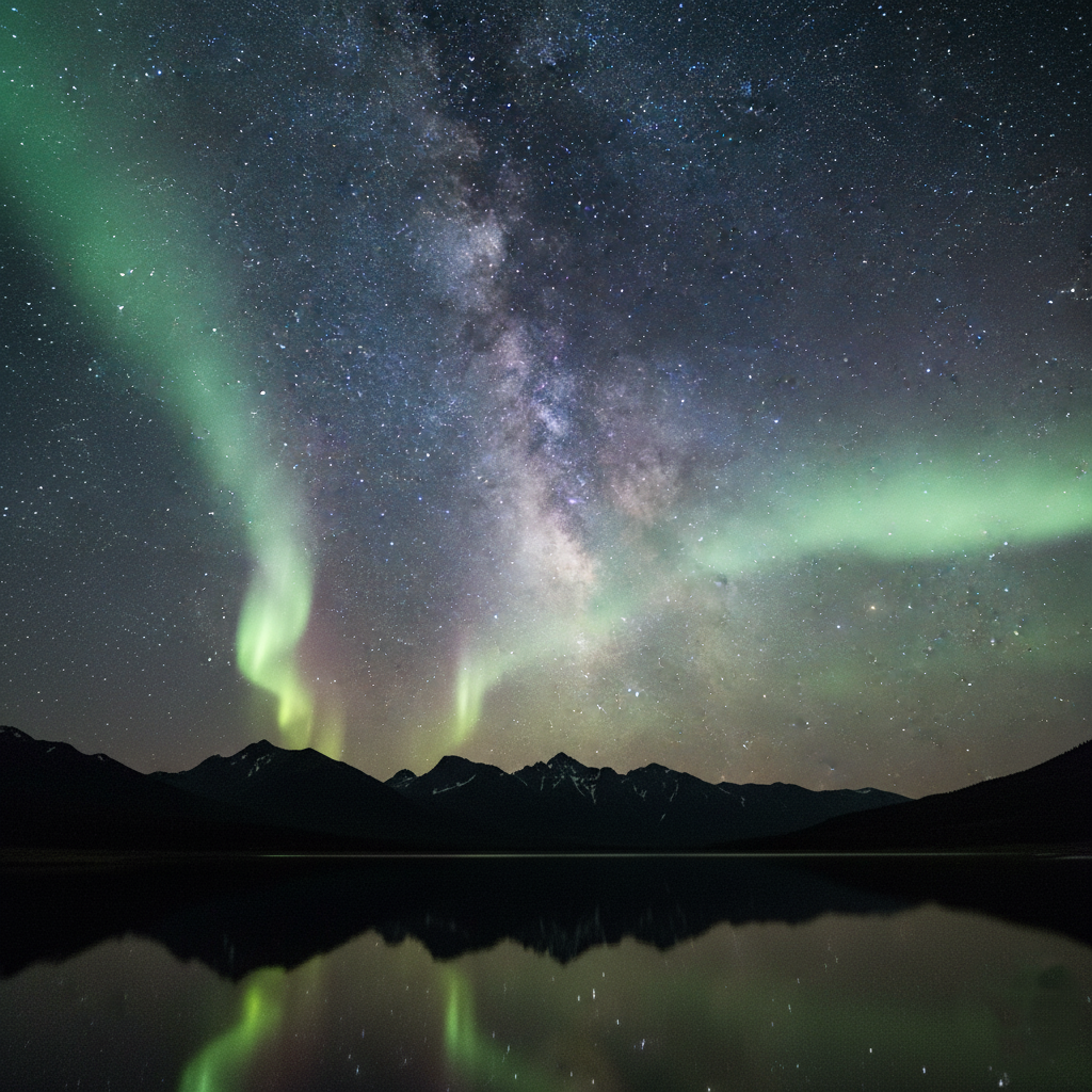 A final stunning shot of the Milky Way and Aurora combined