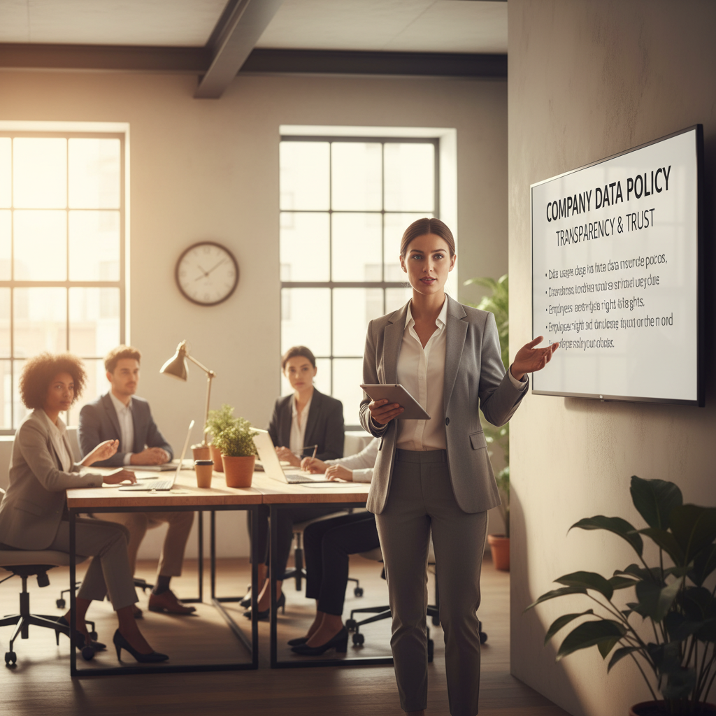 An image of a company leader writing a clear, transparent privacy policy